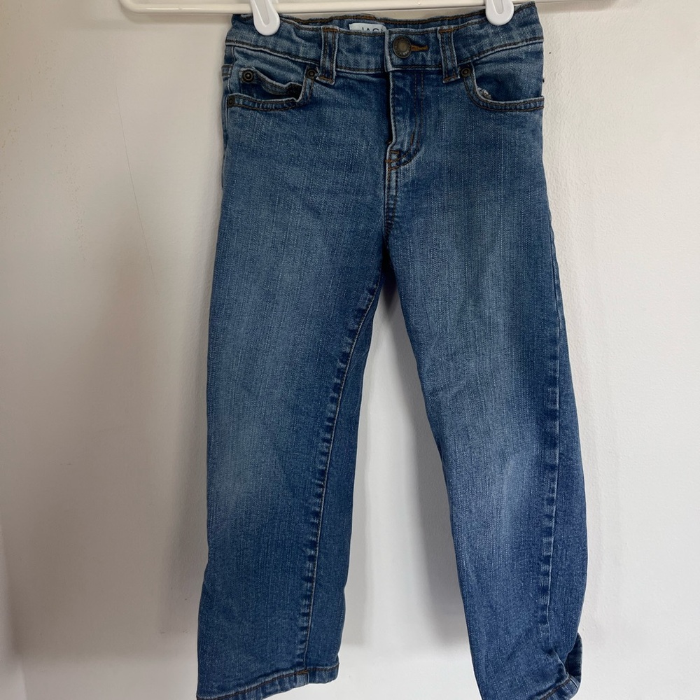 Janie and Jack Boys Blue Denim Pants Size 4 Adjustable Waist EUC